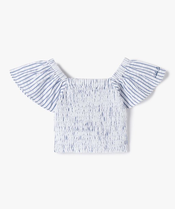 Chemise fille rayée avec manches volantées - LuluCastagnette vue4 - LULUCASTAGNETTE - GEMO