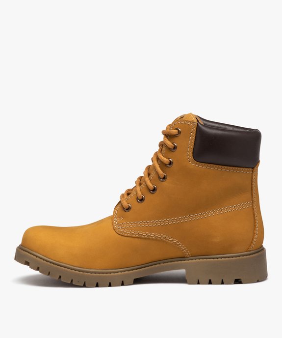 Boots homme dessus en cuir suédé uni et col matelassé vue3 - GEMO (CASUAL) - GEMO