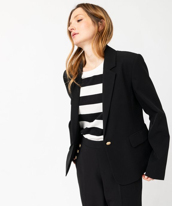 Veste blazer unie à bouton métallique femme vue1 - GEMO(FEMME PAP) - GEMO