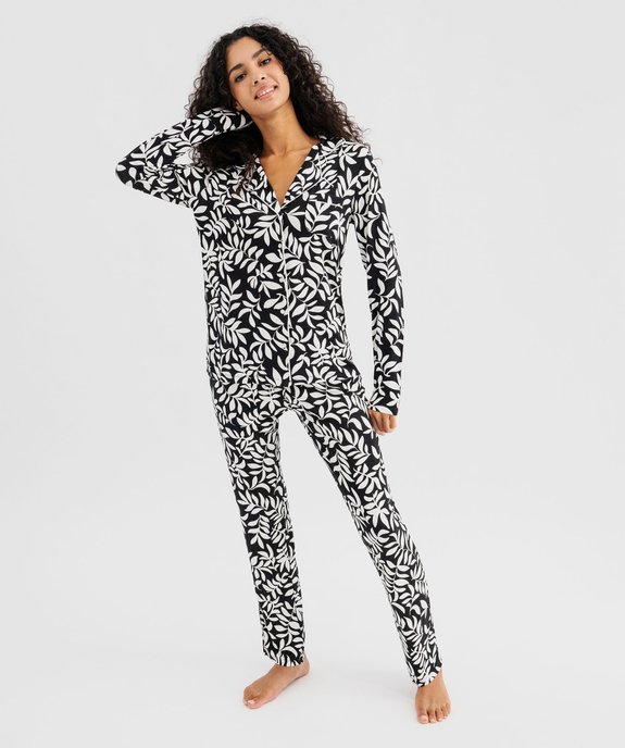 Pyjama deux pièces femme : chemise et pantalon vue1 - GEMO 4G FEMME - GEMO