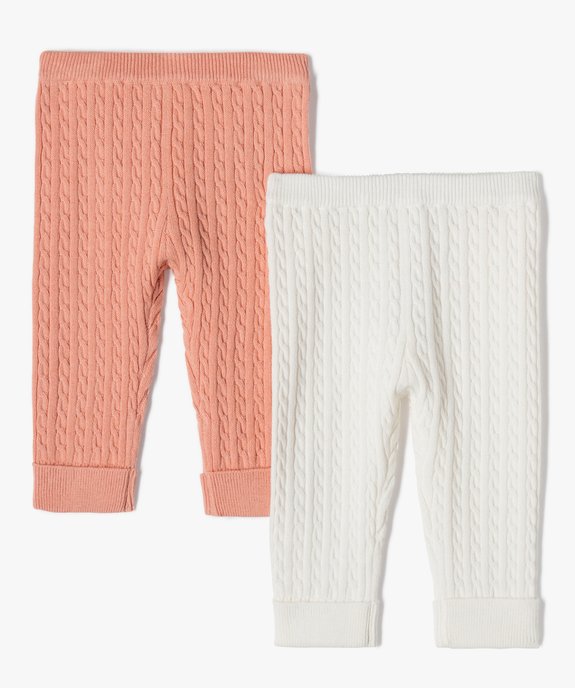 Pantalon bébé en maille torsadée (lot de 2) vue1 - GEMO(BB COUCHE) - GEMO