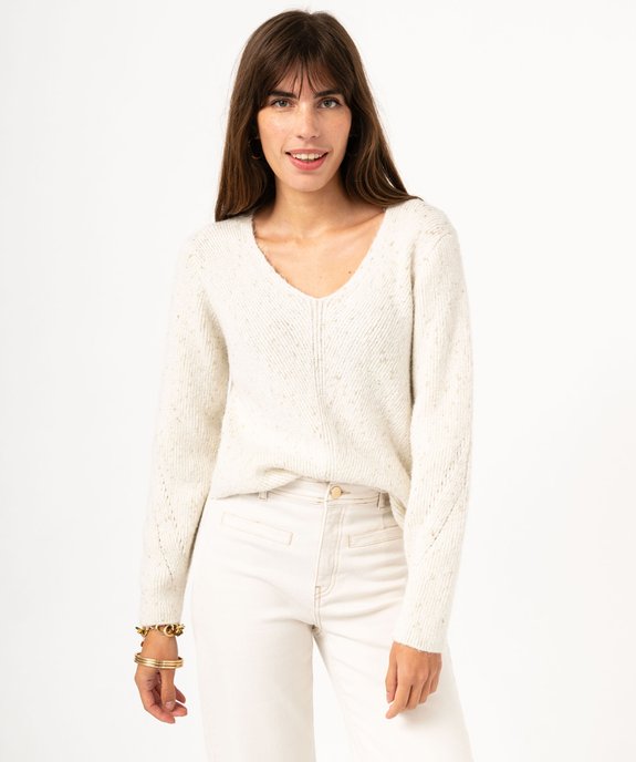 Pull col V en maille pailletée femme vue2 - GEMO(FEMME PAP) - GEMO