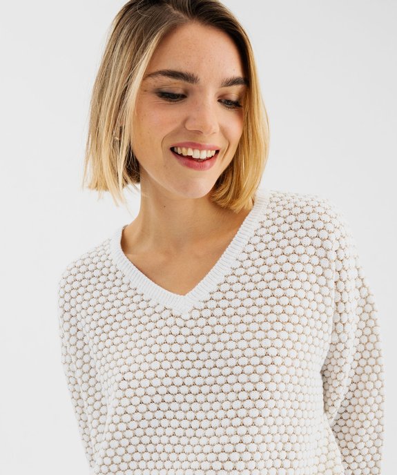 Pull col V à fil pailleté femme vue2 - GEMO(FEMME PAP) - GEMO