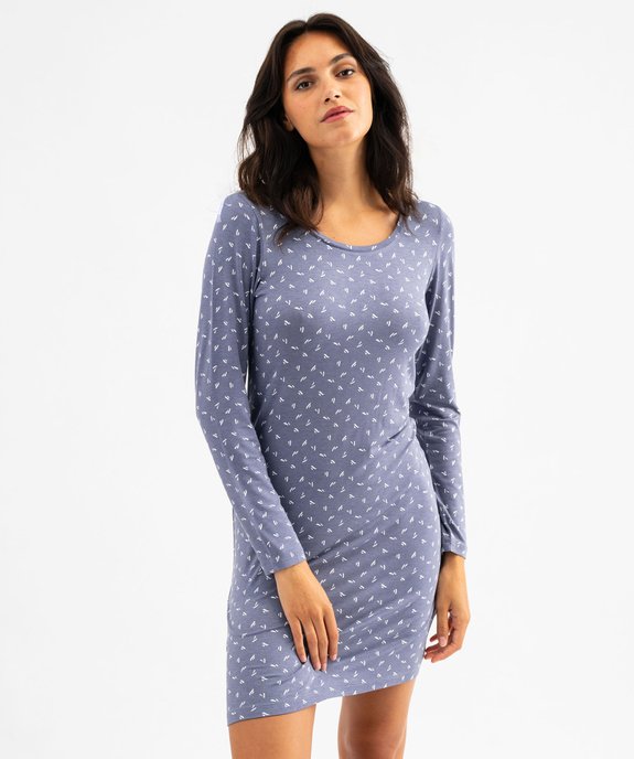 Chemise de nuit à manches longues femme vue1 - GEMO 4G FEMME - GEMO