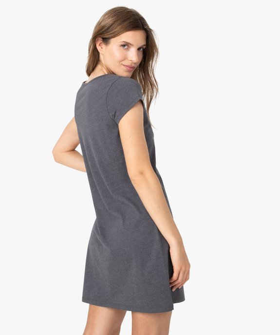 Chemise de nuit imprimée à manches courtes femme vue3 - GEMO 4G FEMME - GEMO