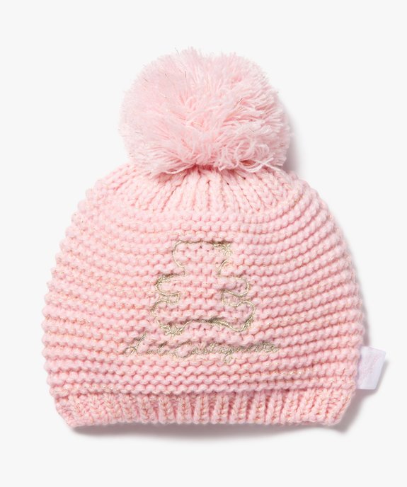 Bonnet en grosse maille avec pompon bébé fille - LuluCastagnette vue1 - LULUCASTAGNETTE - GEMO