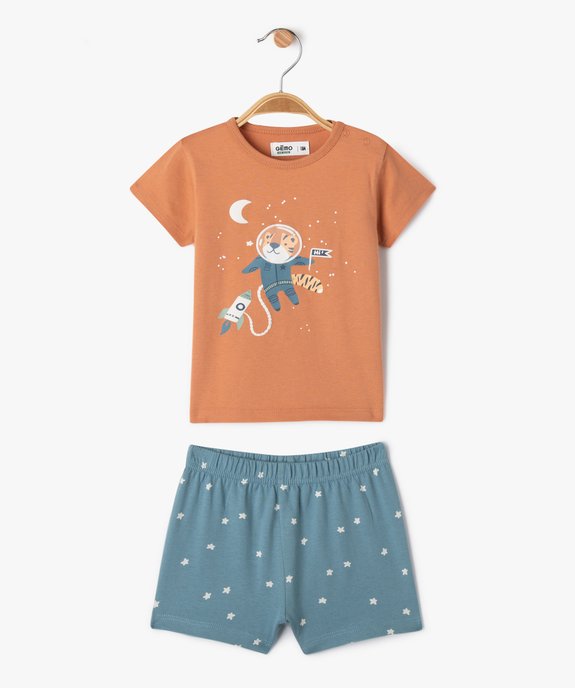 Pyjashort 2 pièces en coton imprimé bébé vue1 - GEMO 4G BEBE - GEMO