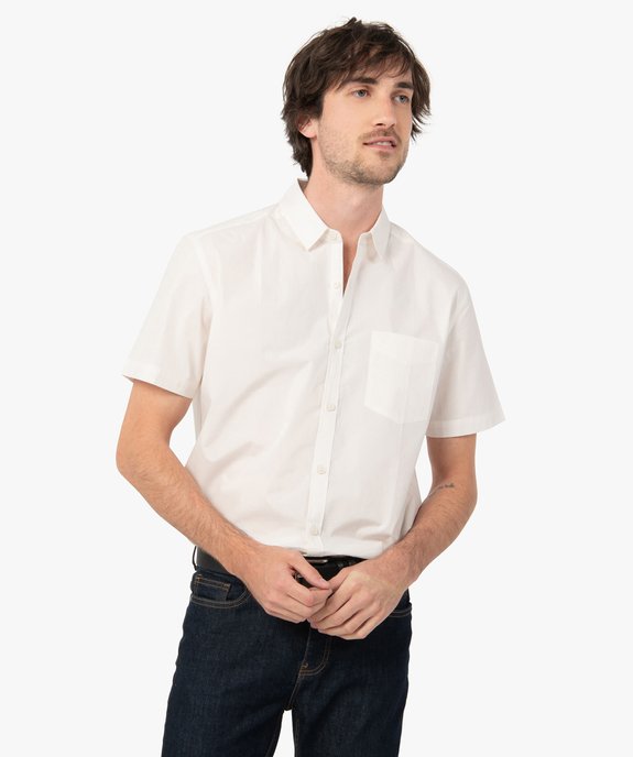 Chemise homme à manches courtes unie coupe droite vue1 - GEMO (HOMME) - GEMO