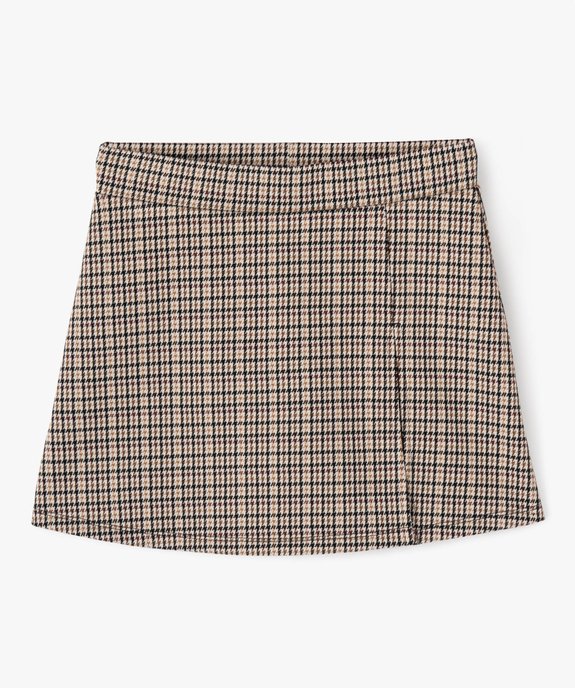 Jupe short à motif pied de poule fille vue2 - GEMO (JUNIOR) - GEMO