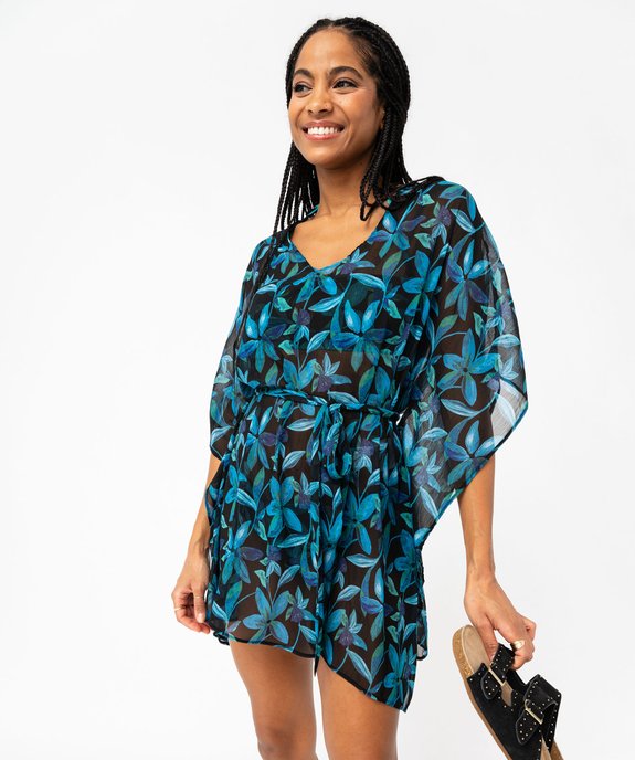 Robe de plage en voile à motifs femme vue1 - GEMO 4G FEMME - GEMO