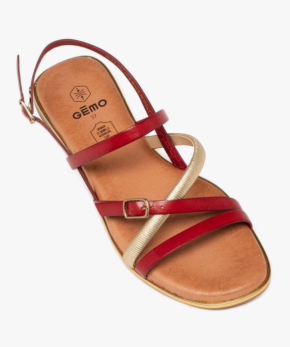 Sandales femme dessus en cuir à bride tubulaire dorée vue6 - GEMO (CASUAL) - GEMO