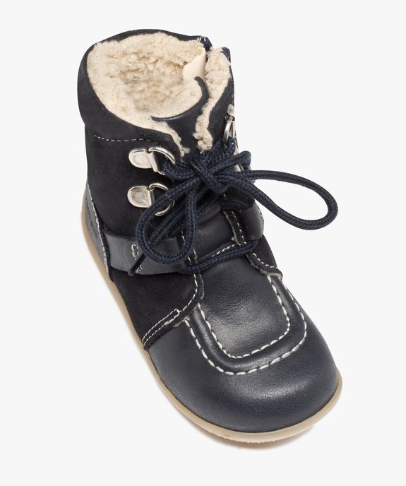 Boots bébé garçon dessus en cuir uni fourrées sherpa - Kickers vue5 - KICKERS - GEMO