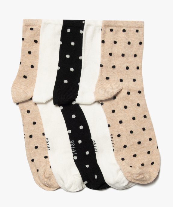 Chaussettes femme à motifs pois (lot de 5) vue1 - GEMO 4G FEMME - GEMO