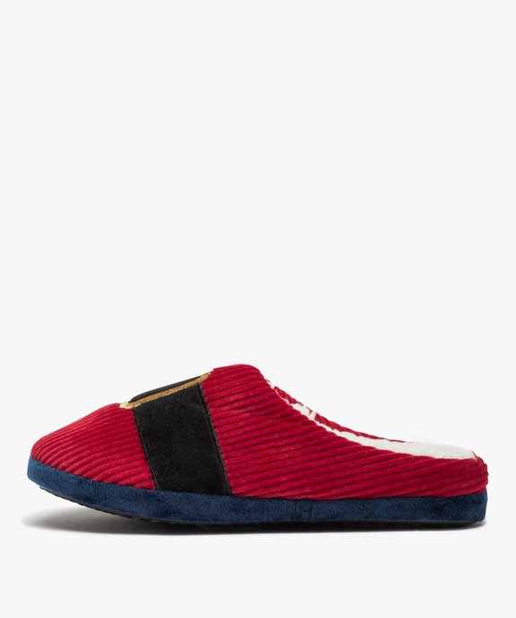 Chaussons homme mules en velours Père Noël vue3 - GEMO(HOMWR HOM) - GEMO