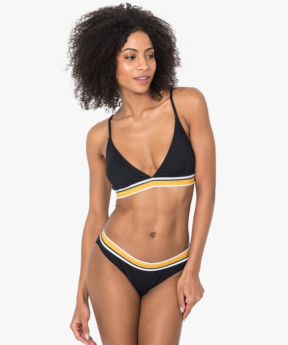 Haut de maillot de bain femme avec bande élastique rayée vue3 - GEMO (PLAGE) - GEMO