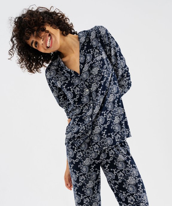 Pyjama deux pièces femme : chemise et pantalon vue4 - GEMO 4G FEMME - GEMO