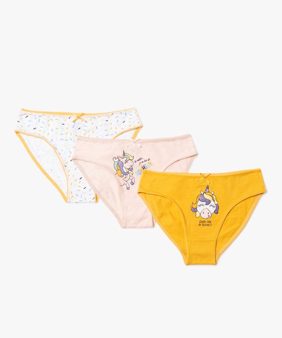 Culottes fille à motifs licorne (lot de 3) vue1 - GEMO 4G FILLE - GEMO