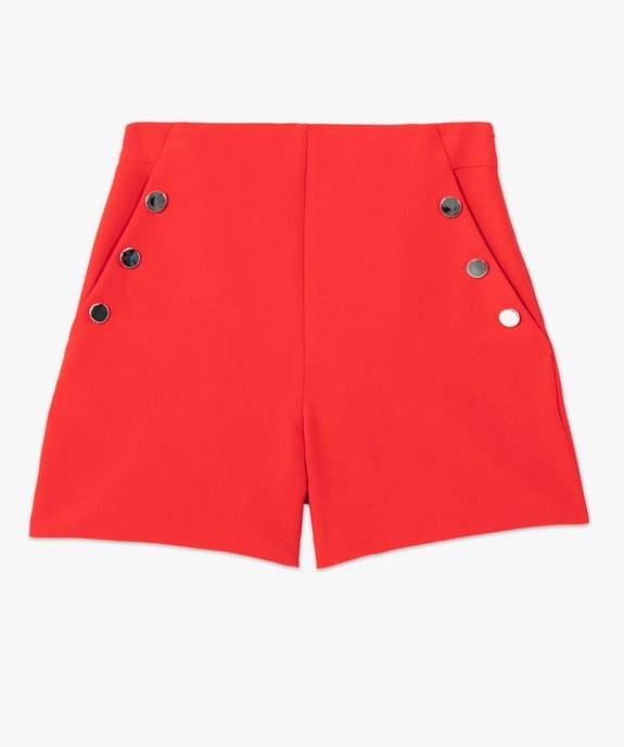 Short femme taille haute avec boutons sur les côtés vue4 - GEMO(FEMME PAP) - GEMO