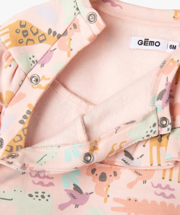 Sweat brassière motifs animalier ouvert sur l’avant bébé fille vue2 - GEMO 4G BEBE - GEMO