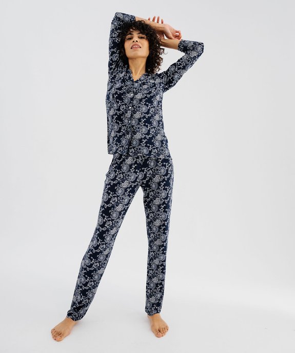 Pyjama deux pièces femme : chemise et pantalon vue2 - GEMO 4G FEMME - GEMO