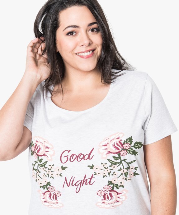 Chemise de nuit à manches courtes avec motifs femme grande taille vue2 - GEMO 4G FEMME - GEMO