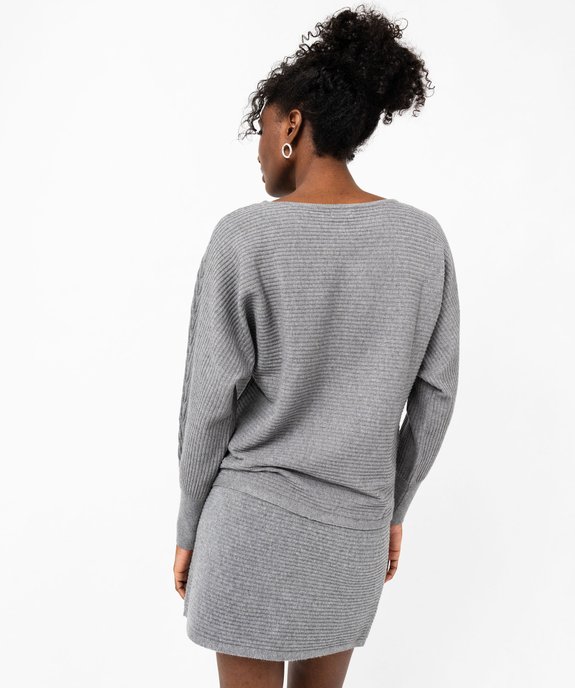 Pull en maille côtelée et manches chauve-souris femme vue3 - GEMO(FEMME PAP) - GEMO