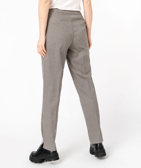 Pantalon cigarette à motif pied-de-poule à plis femme vue3 - GEMO(FEMME PAP) - GEMO