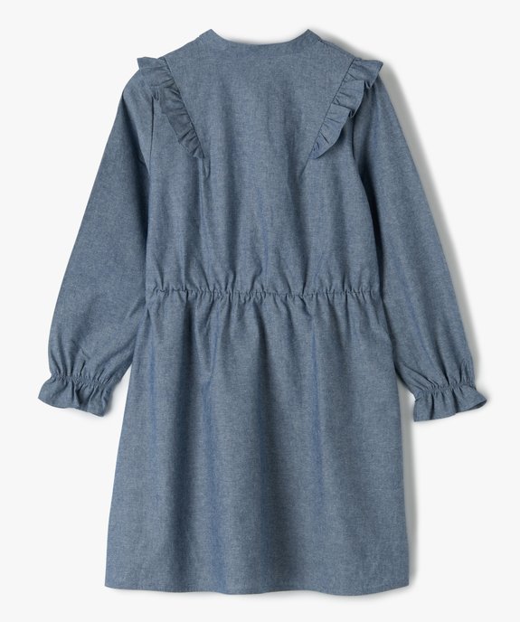 Robe fille à manches longues en toile denim vue3 - GEMO (ENFANT) - GEMO