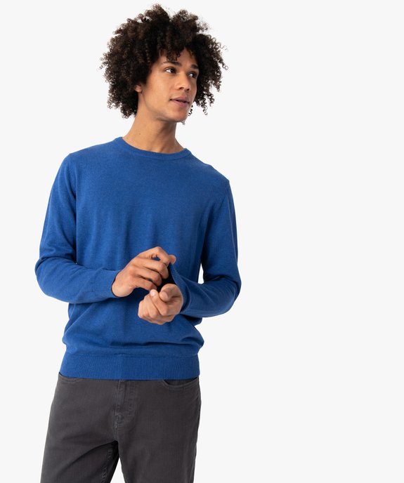 Pull à col rond en coton homme vue2 - GEMO (HOMME) - GEMO