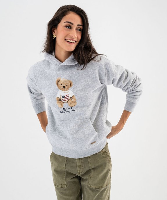 Sweat à capuche avec broderie femme - LuluCastagnette vue1 - LULUCASTAGNETTE - GEMO