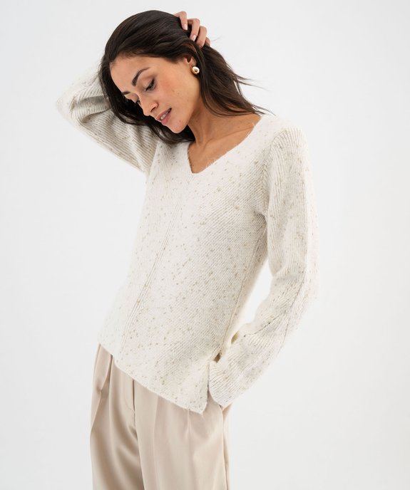 Pull col V en maille pailletée femme vue6 - GEMO(FEMME PAP) - GEMO