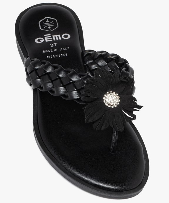 Mules femme à bride entre-doigts tressée avec fleur fantaisie vue5 - GEMO (CASUAL) - GEMO