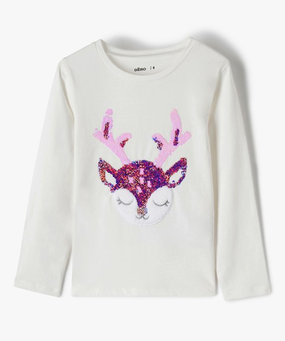 Tee-shirt fille avec motif de Noël en sequins réversibles vue1 - GEMO (ENFANT) - GEMO