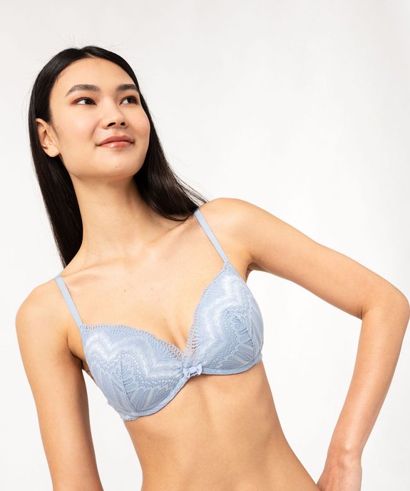 Soutien-gorge push-up sans armatures en dentelle scintillante vue1 - GEMO(HOMWR FEM) - GEMO