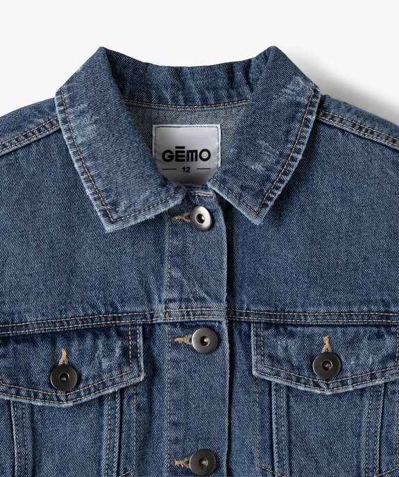 Veste fille en jean avec marques d'usures vue4 - GEMO (ENFANT) - GEMO