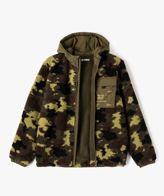 Sweat en sherpa doublé polaire à motif camouflage garçon vue3 - GEMO (JUNIOR) - GEMO