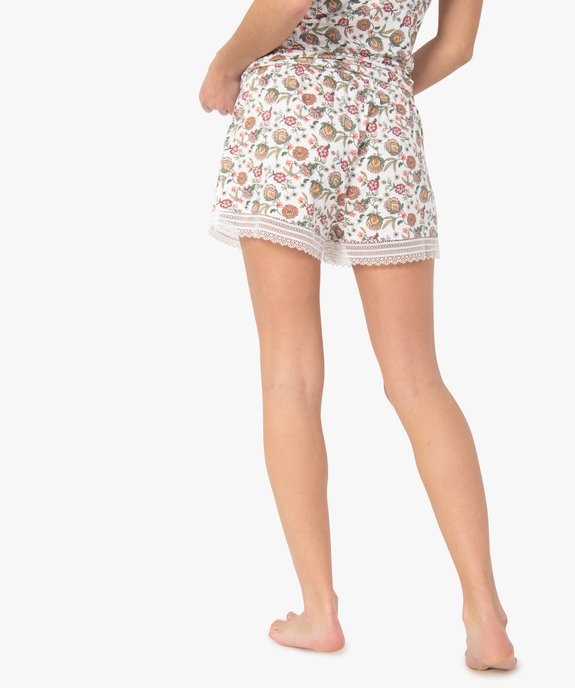 Short de pyjama en maille fluide avec bas en dentelle femme vue3 - GEMO 4G FEMME - GEMO