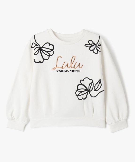 Sweat molletonné à motifs brodés fille - LuluCastagnette vue2 - LULUCASTAGNETTE - GEMO