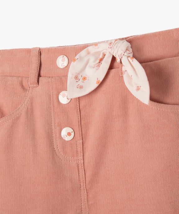 Pantalon en velours côtelé avec noeud à la taille bébé fille vue2 - GEMO(BEBE DEBT) - GEMO