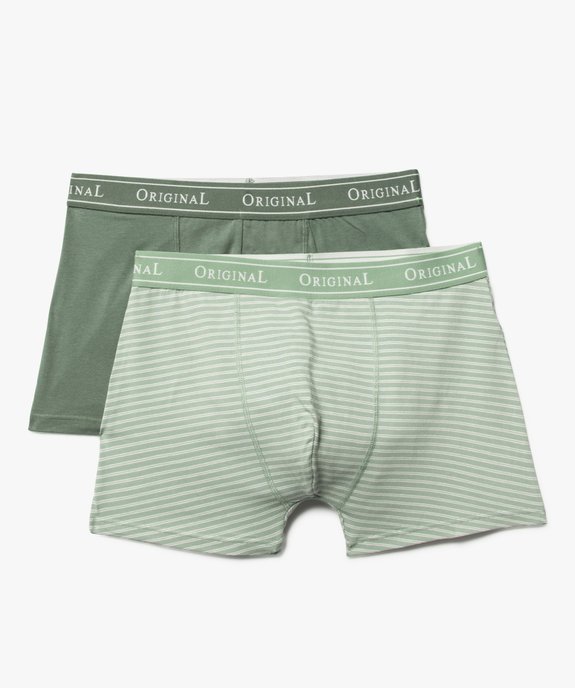 Boxers en coton stretch uni et rayé homme (lot de 2) vue1 - GEMO 4G HOMME - GEMO