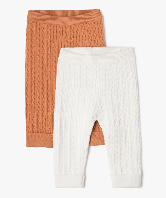 Pantalon bébé en maille torsadée (lot de 2) vue1 - GEMO(BB COUCHE) - GEMO