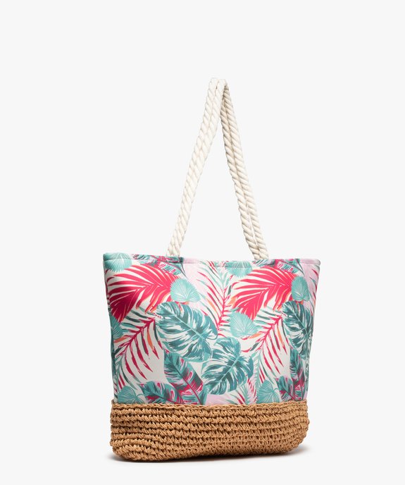 Sac de plage femme en toile imprimée et paille vue2 - GEMO (ACCESS) - GEMO