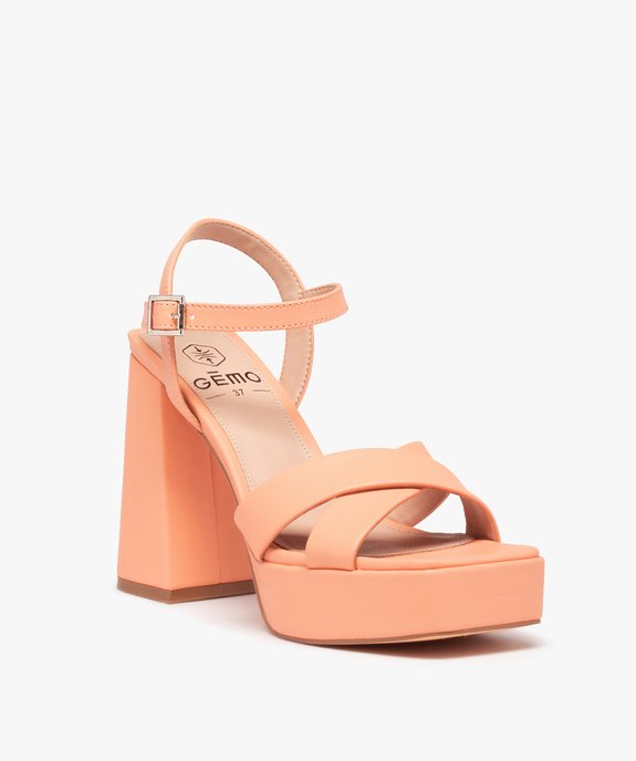 Sandales femme unies à talon flare haut vue2 - GEMO(URBAIN) - GEMO