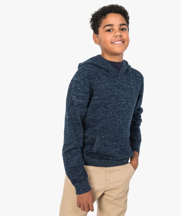 Pull garçon à capuche avec poche kangourou vue1 - GEMO (JUNIOR) - GEMO