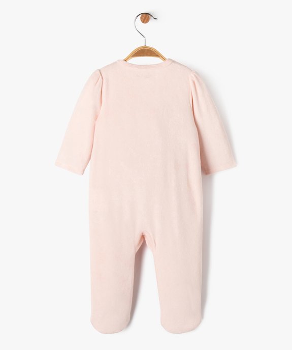 Pyjama en velours ouvert devant avec motif licorne bébé fille vue4 - GEMO(BB COUCHE) - GEMO