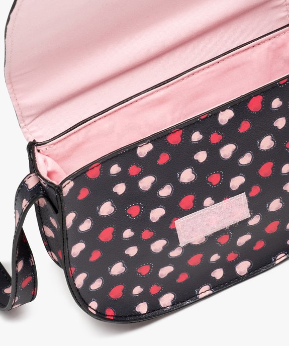 Sac besace avec bandoulière à motifs coeurs fille vue3 - GEMO (ENFANT) - GEMO