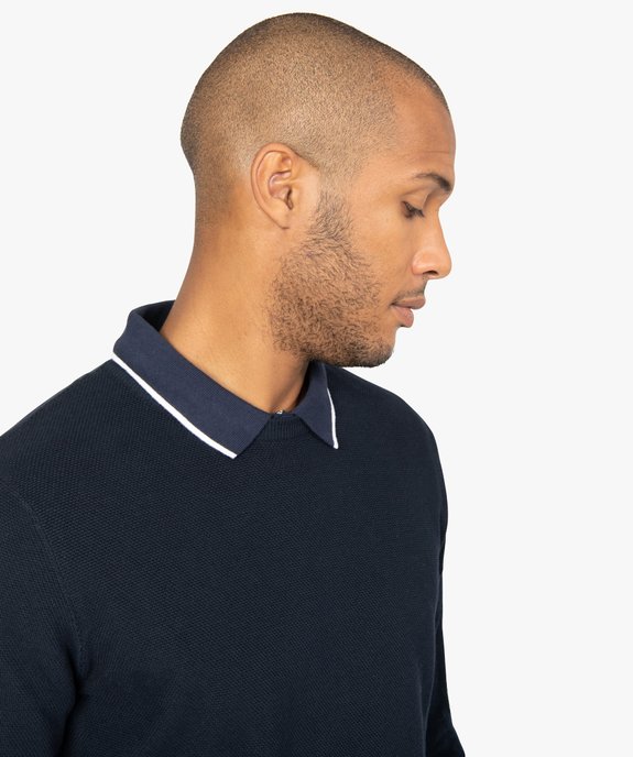 Pull homme en maille fantaisie avec col rond vue2 - GEMO (HOMME) - GEMO