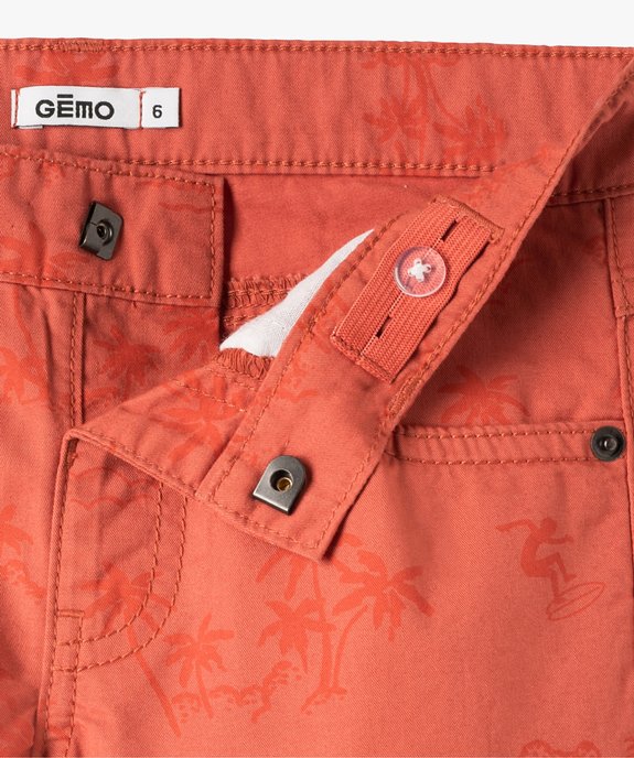 Bermuda en coton twill imprimé à revers garçon vue2 - GEMO 4G GARCON - GEMO