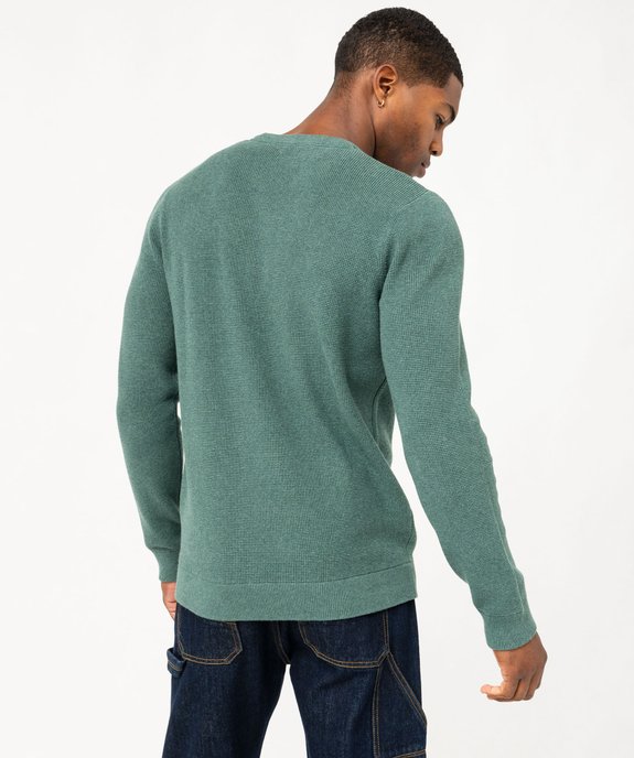 Pull col rond en coton uni homme vue3 - GEMO (HOMME) - GEMO