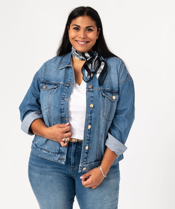 Veste en jean délavée femme grande taille vue1 - GEMO 4G GT - GEMO